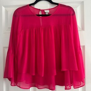 Pink Sleeve Tiered Blouse